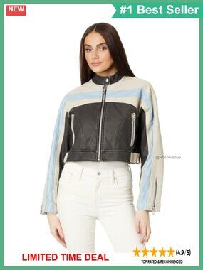 Faux Leather Racer Moto Jacket Long Sleeve Functional Pockets